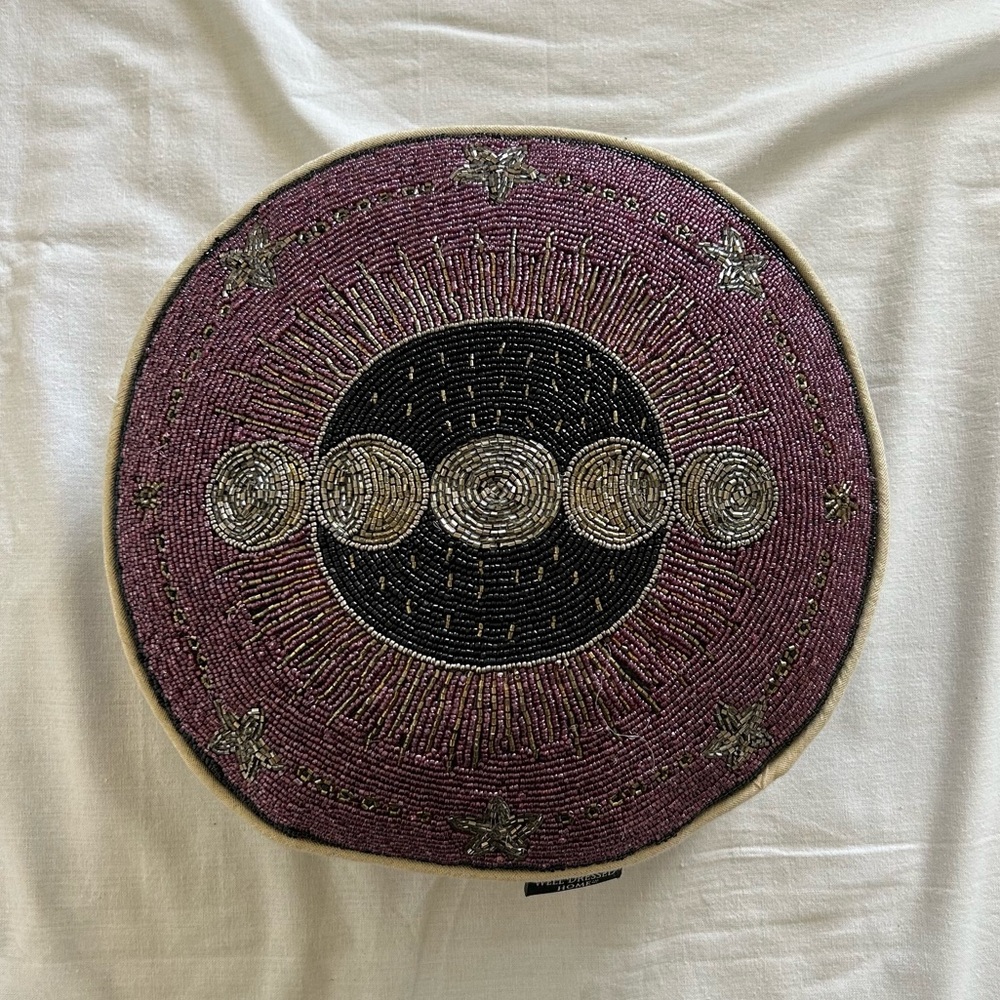 Beaded Moon Phases Decorative Pillow